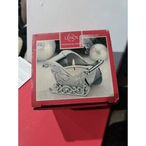 Lenox Silver Plated Sleigh Votive Tea Candle Light Christmas New open Box